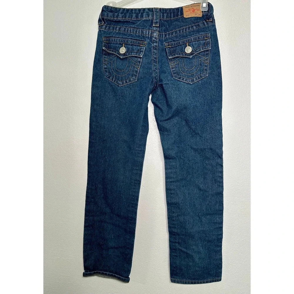 True Religion Ricky Jeans Kids Size 10 Blue Dark Wash Excellent Relaxed Straight